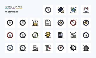 25 Ui Essentials Line Filled Style icon pack vector