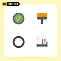 Editable Vector Line Pack of 4 Simple Flat Icons of checked shim brush tool drip Editable Vector Design Elements