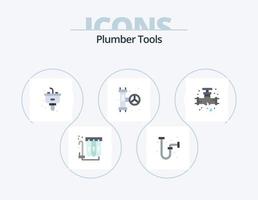 Plumber Flat Icon Pack 5 Icon Design. mechanical. system. disposal. plumbing. mechanical vector