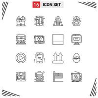 16 Creative Icons Modern Signs and Symbols of supermarket shop chichen itza party map Editable Vector Design Elements