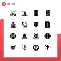 16 Thematic Vector Solid Glyphs and Editable Symbols of open box open product smart phone school study Editable Vector Design Elements