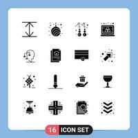 Pictogram Set of 16 Simple Solid Glyphs of human balance fashion screen computer Editable Vector Design Elements