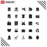 Pack of 25 creative Solid Glyphs of pin files pencil document mother Editable Vector Design Elements