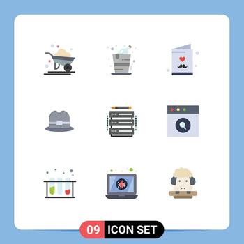 Set of 9 Vector Flat Colors on Grid for rack edit dad man hat Editable Vector Design Elements