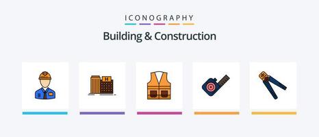 Building And Construction Line Filled 5 Icon Pack Including finance. courthouse. tiny. bank. plumb. Creative Icons Design vector