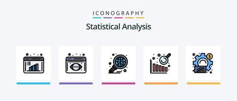 Statistical Analysis Line Filled 5 Icon Pack Including business. graph. business. dollar. analysis. Creative Icons Design vector