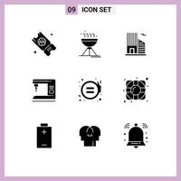 Group of 9 Solid Glyphs Signs and Symbols for justice feminism office equality home Editable Vector Design Elements