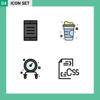 Universal Icon Symbols Group of 4 Modern Filledline Flat Colors of mobile coding drink exercise develop Editable Vector Design Elements