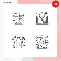 Pictogram Set of 4 Simple Filledline Flat Colors of direction lifestyle cross road design romance Editable Vector Design Elements