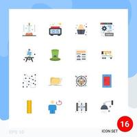 User Interface Pack of 16 Basic Flat Colors of easel keyboard time web sweets Editable Pack of Creative Vector Design Elements