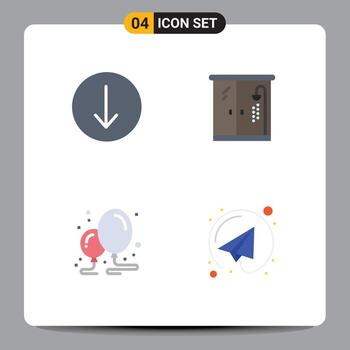 Editable Vector Line Pack of 4 Simple Flat Icons of arrow party home balloon paper plane Editable Vector Design Elements