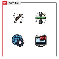 Universal Icon Symbols Group of 4 Modern Filledline Flat Colors of barbecue control grilled food tool internet Editable Vector Design Elements