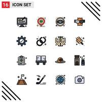 Pictogram Set of 16 Simple Flat Color Filled Lines of tick gear design punch boxing Editable Creative Vector Design Elements