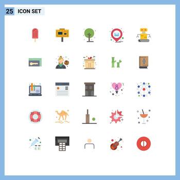 Mobile Interface Flat Color Set of 25 Pictograms of exoskeleton pin branding location small Editable Vector Design Elements