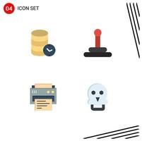 4 Universal Flat Icon Signs Symbols of hosting printing web van skull Editable Vector Design Elements