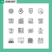 grupo de símbolos de icono universal de 16 esquemas modernos de tecnología de perfil de dinero ganador de usuario elementos de diseño vectorial editables vector