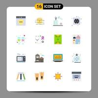 User Interface Pack of 16 Basic Flat Colors of power energy chemical eco test Editable Pack of Creative Vector Design Elements