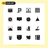 16 Thematic Vector Solid Glyphs and Editable Symbols of money marketing reform web page plant Editable Vector Design Elements