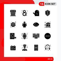 16 Universal Solid Glyphs Set for Web and Mobile Applications efficiency intelligent drink cyber artificial Editable Vector Design Elements