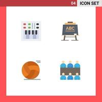 Set of 4 Vector Flat Icons on Grid for amplifier ball speaker teacher sport Editable Vector Design Elements