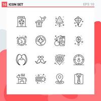 Outline Pack of 16 Universal Symbols of smart watch hotspot search festival kite Editable Vector Design Elements