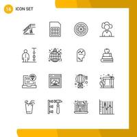 Modern Set of 16 Outlines Pictograph of business outsource sim cloud plumber Editable Vector Design Elements