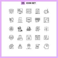 Universal Icon Symbols Group of 25 Modern Lines of drawing art bubble thanksgiving book Editable Vector Design Elements