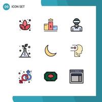 9 Creative Icons Modern Signs and Symbols of sleep moon motion trees science Editable Vector Design Elements