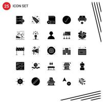 Modern Set of 25 Solid Glyphs Pictograph of delete ok computers complete check Editable Vector Design Elements