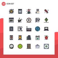 Universal Icon Symbols Group of 25 Modern Filled line Flat Colors of summer online geolocation shopping shop Editable Vector Design Elements