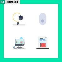 Modern Set of 4 Flat Icons Pictograph of education board school mouse laptop Editable Vector Design Elements