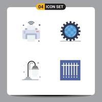 Set of 4 Commercial Flat Icons pack for printer programing iot design park Editable Vector Design Elements
