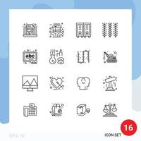 Mobile Interface Outline Set of 16 Pictograms of chalk abc library wheat food Editable Vector Design Elements