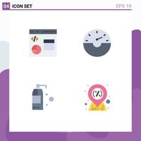 Group of 4 Flat Icons Signs and Symbols for coding detergent development gauge discount Editable Vector Design Elements