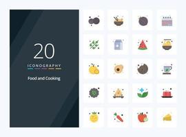 20 Food Flat Color icon for presentation vector