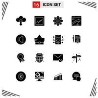Modern Set of 16 Solid Glyphs and symbols such as speaker seo gear report browser Editable Vector Design Elements