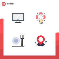 Modern Set of 4 Flat Icons Pictograph of computer lifebuoy imac guard plate Editable Vector Design Elements