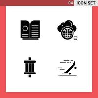 4 Creative Icons Modern Signs and Symbols of book apple components computing data fast Editable Vector Design Elements