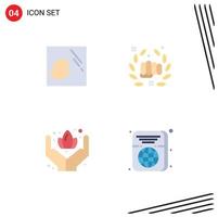 Pack of 4 Modern Flat Icons Signs and Symbols for Web Print Media such as cleaning hand housekeeping punch sauna Editable Vector Design Elements