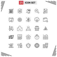 Modern Set of 25 Lines and symbols such as view find real mind low Editable Vector Design Elements