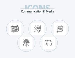 Communication And Media Line Icon Pack 5 Icon Design. film script. conversation. invoice. communications. bubble vector