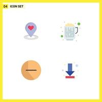 Modern Set of 4 Flat Icons and symbols such as location chart pin beer pie Editable Vector Design Elements