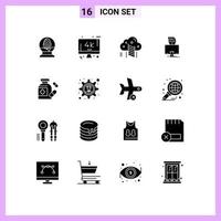 conjunto de 16 iconos de ui modernos símbolos signos para píldoras programador escalera gammer hacker elementos de diseño vectorial editables vector