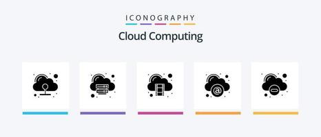 paquete de iconos de glifo 5 de computación en la nube que incluye menos. servidor. nube. red. nube. diseño de iconos creativos vector