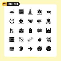 Pack of 25 creative Solid Glyphs of watching eye business giving leaf Editable Vector Design Elements