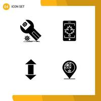 4 User Interface Solid Glyph Pack of modern Signs and Symbols of settings arrow maintenance cell up Editable Vector Design Elements