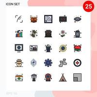 Set of 25 Modern UI Icons Symbols Signs for down ophthalmology signal eyesight video Editable Vector Design Elements