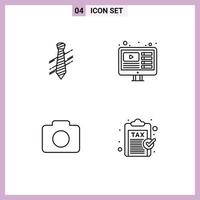 Modern Set of 4 Filledline Flat Colors and symbols such as tie instagram fashion web image Editable Vector Design Elements