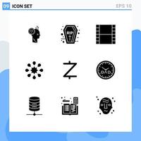 Pack of 9 Modern Solid Glyphs Signs and Symbols for Web Print Media such as crypto z cash rip disease solidarity Editable Vector Design Elements