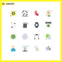 16 Flat Color concept for Websites Mobile and Apps usb cable baby public opinion marketing Editable Pack of Creative Vector Design Elements